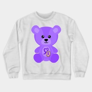 Purple Teddy with Ostomy Bag Crewneck Sweatshirt